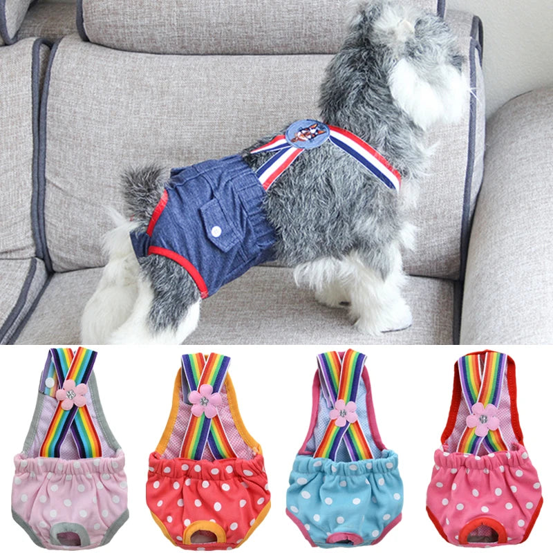 Cat Dog Female Panties Denim Strap Pet Shorts for Small Dogs Cats Kitten Puppy Underclothe Anti-Harassment Safety Panties