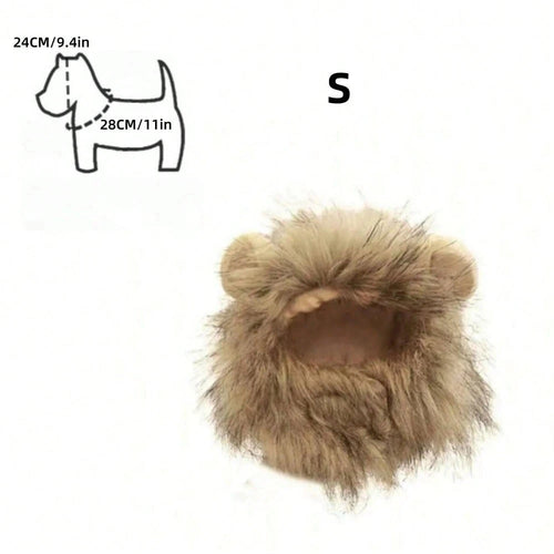 1Pc Cute Funny Pet Clothes Cap Cute Cat Wig Lion Mane Costume Cosplay Kitten Dog Hat with Ears,Suitable for Fancy Party Supplies