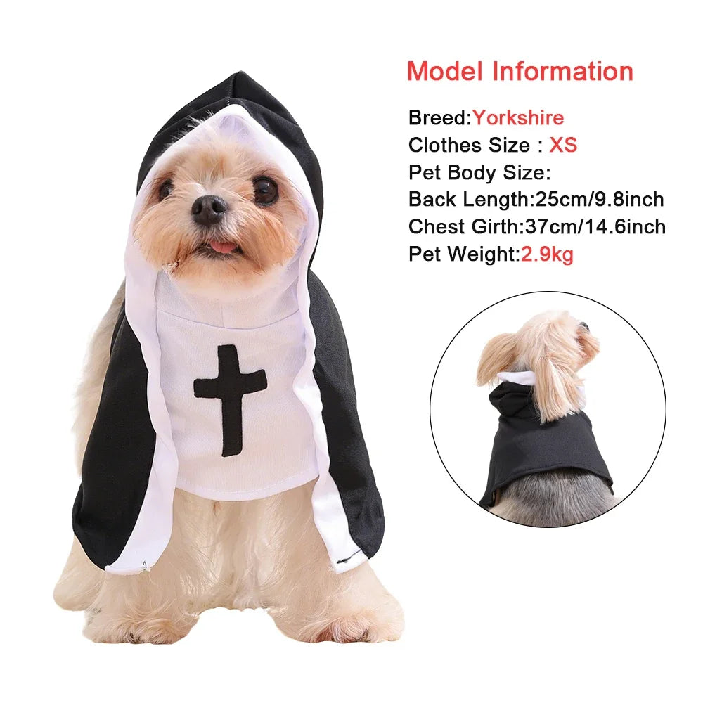 Funny Halloween Cat Cosplay Costumes Dress up Party Kitten Jesus Nun Clothes for Small Medium Dogs Cats Puppy Pet Accessories