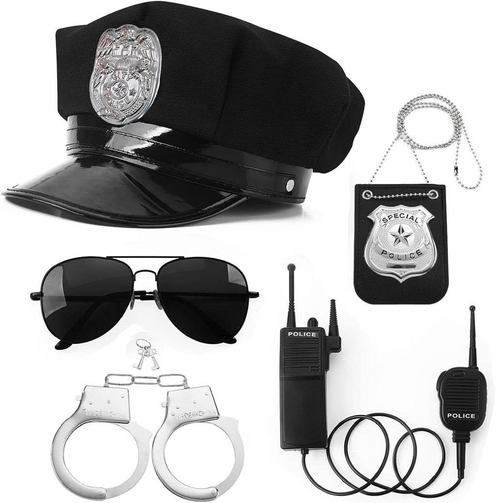 Police Costume Accessories Adjustable Cop Hat for Adult Kids Police Officer Theater Dress up Theme Party Halloween Costume Accessories