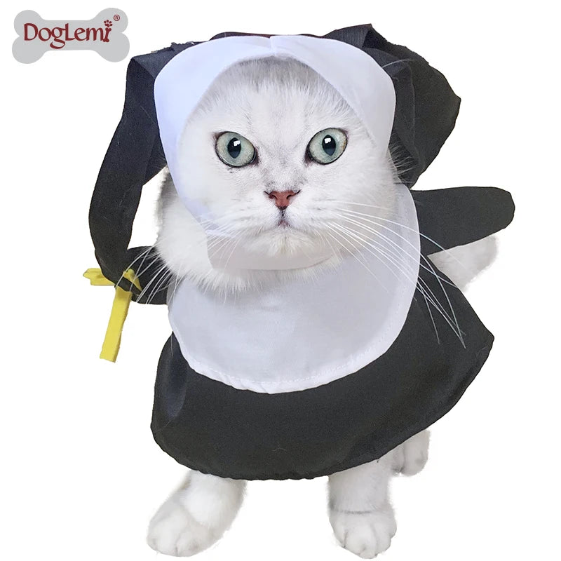 Halloween Dog Costume Pet Clothing Breathable Nun Cloak Cosplay Dress Photo Props Kitten Puppy Cute Accessories Gifts