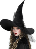 DIY Women'S Black Witch Hat – Wide Brim Gothic Halloween Costume Accessory for Masquerade Cosplay Party