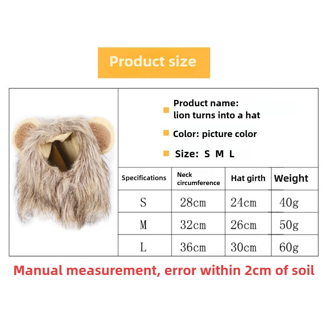 Lion Mane Wig for Dog Cat Costume Pet Washable Comfortable Fancy Lion Hair Cat Clothes Dress for Halloween Easter Festival Party