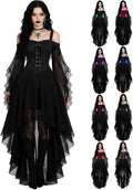 Witch Dress Women 2026 Halloween Costumes Woman Adults Medieval Vampire Butterfly Sleeve Mesh Gothic Outfits