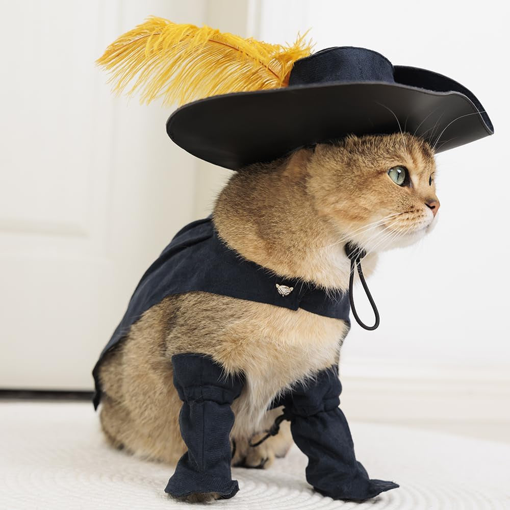 Pet Cat Dog Costume Cosplay Halloween Kitten Puppy Clothes Cloak Hat Belt Cape Accessories