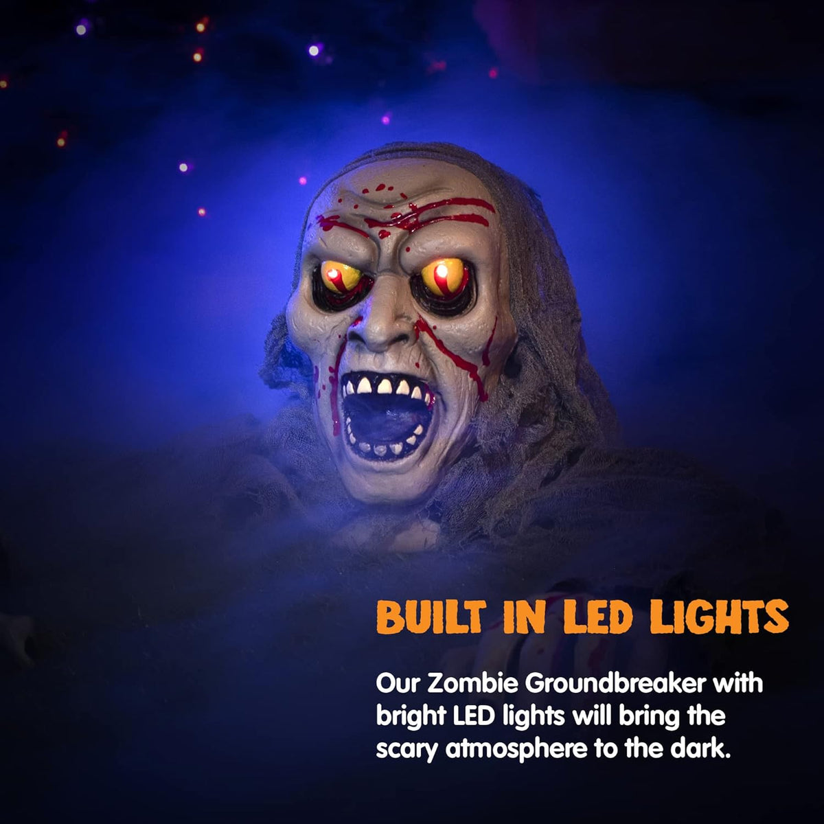Halloween Decorations Outdoor Light-Up Zombie Groundbreaker with Bloodstain and Creepy Sound for Halloween outside Decor Lawn Yard Patio Graveyard Decoration, Haunted House Prop