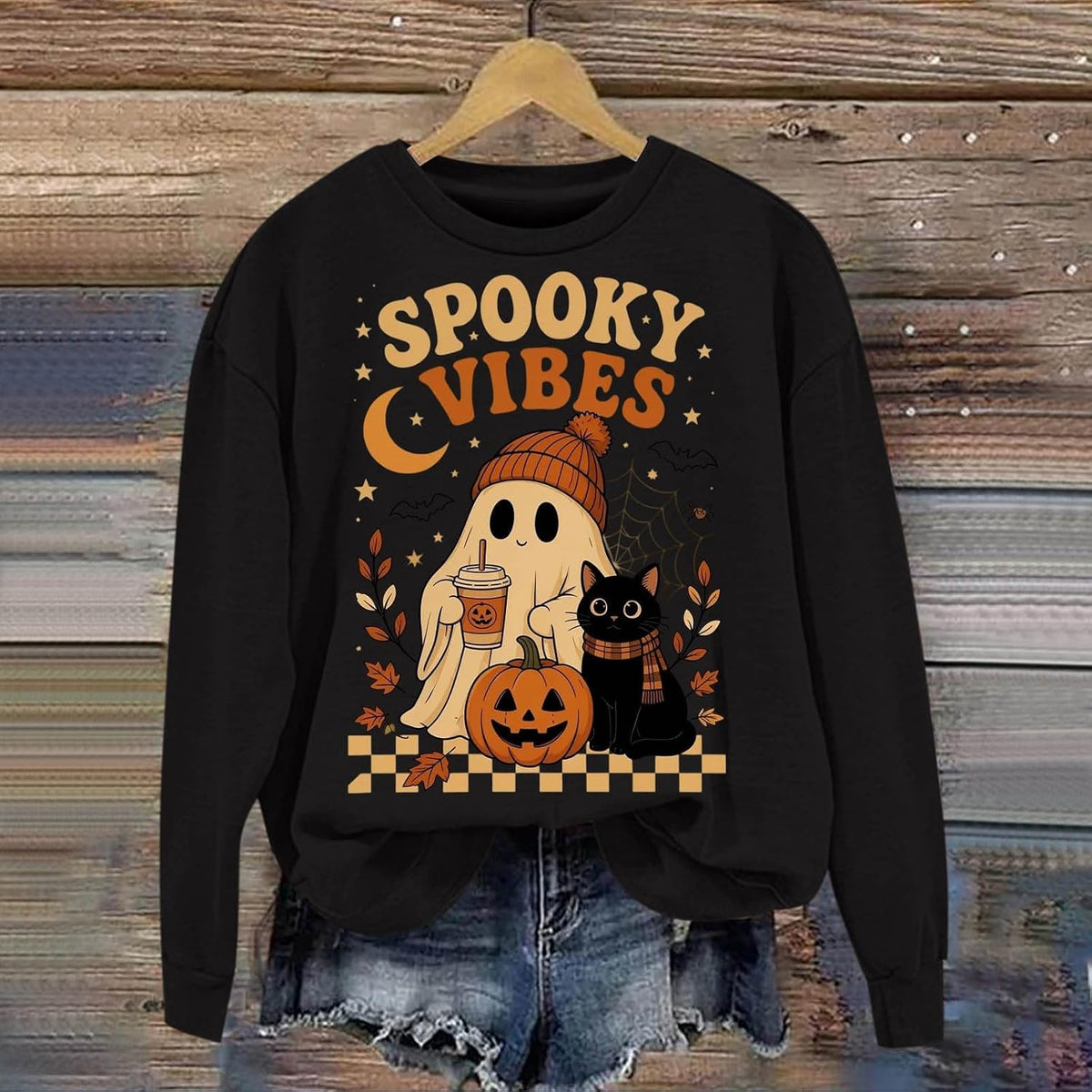Womens Halloween Sweatshirt,Ghost Pumpkin Graphic Sweatshirt Spooky Season Sweaters Fall Crewneck Pullover for Women