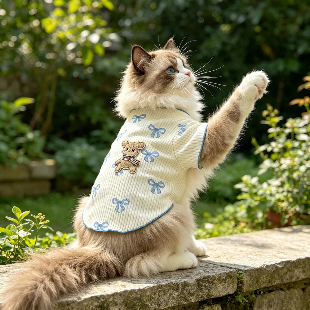 1 Piece Cute Dog Tshirt Breathable Elastic Soft Pet Vest Summer Wear for Small Dogs Cats