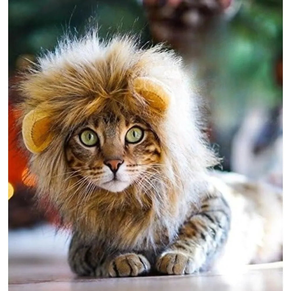 Lion Mane Wig for Dog Cat Costume Pet Washable Comfortable Fancy Lion Hair Cat Clothes Dress for Halloween Easter Festival Party