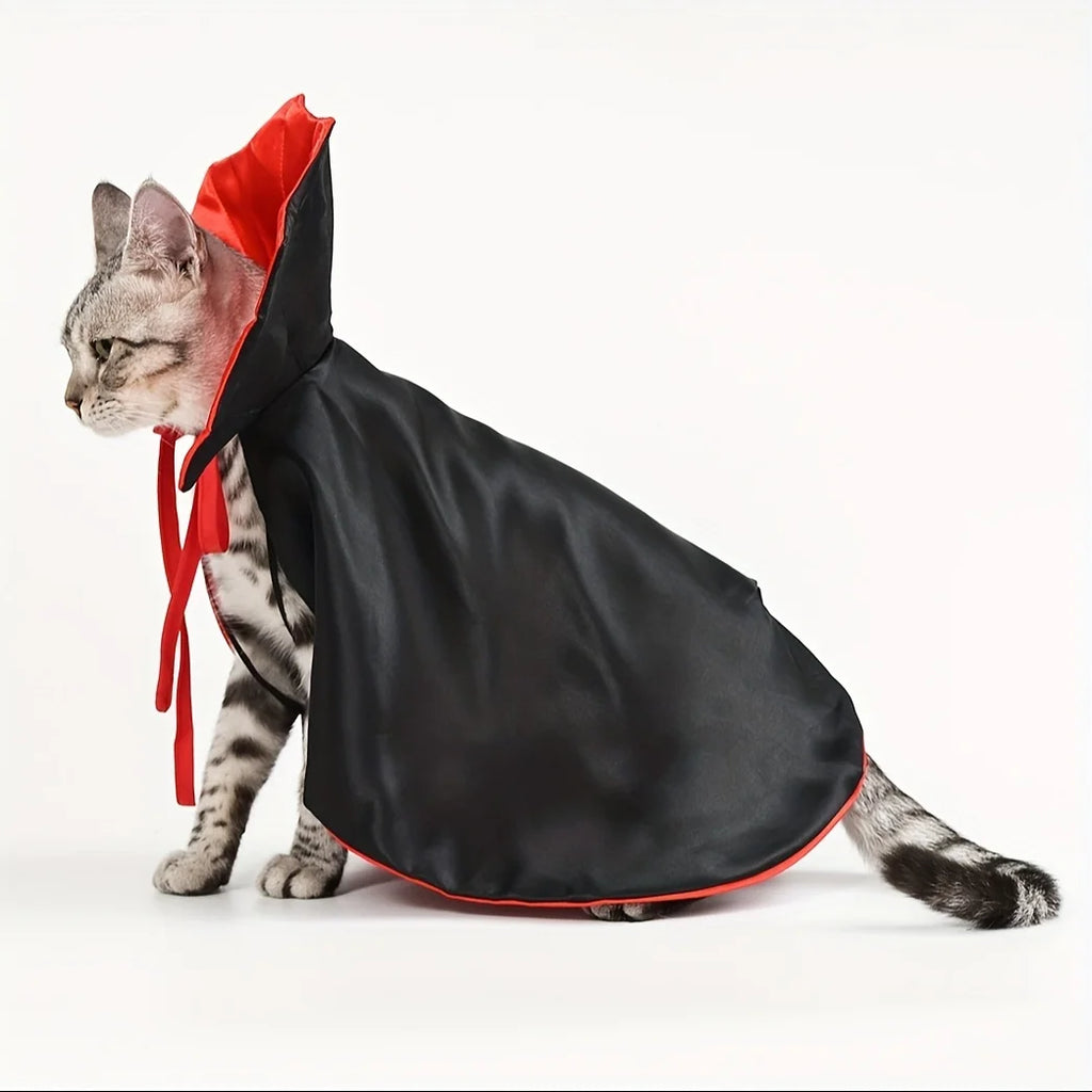 1/3Pcs Halloween Cat Costume Cape with Collar Vampire Pet Apparel All-Season Wear Festive Party Accessory for Cats & Small Dogs