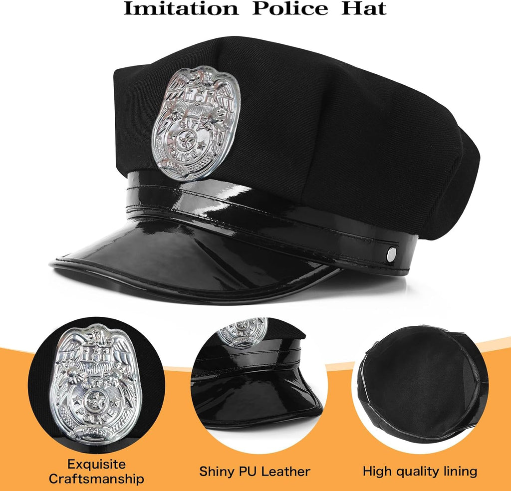 Police Costume Accessories Adjustable Cop Hat for Adult Kids Police Officer Theater Dress up Theme Party Halloween Costume Accessories