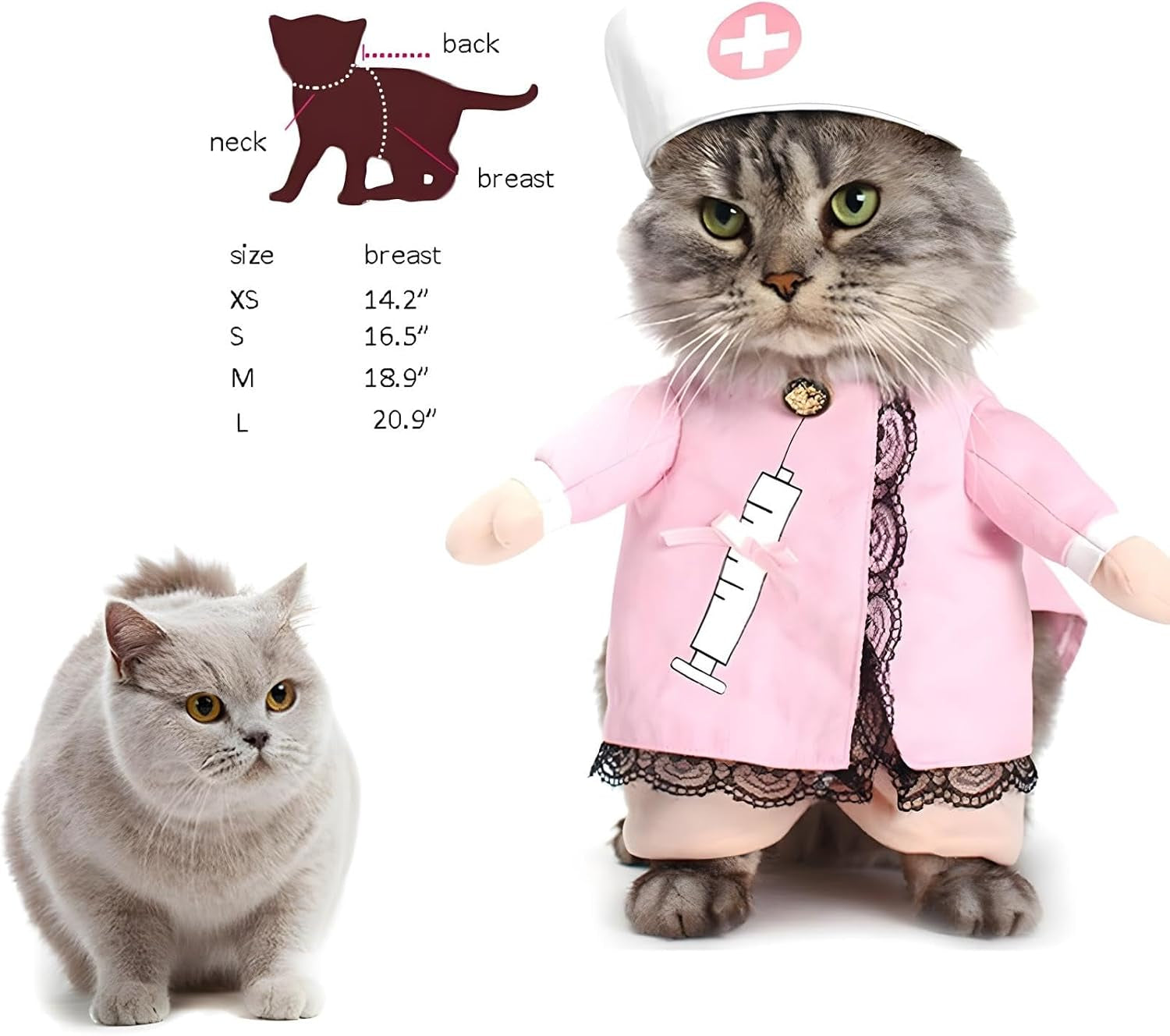 Dog Cat Nurse Costume Pet Nurse Clothing Halloween Jeans Outfit Apparel (S)