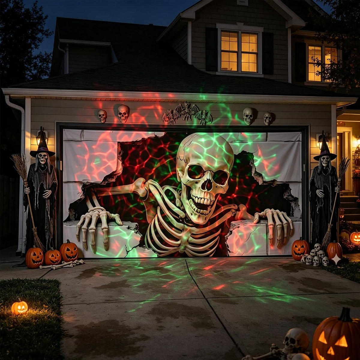 7 X 16 Ft Halloween Garage Door Cover Halloween Decorations Outdoor Hanging Banner Garage Buddy Backdrop for Home Wall Decor Holiday Spooky Party Photo Backgrounds Window Decoration
