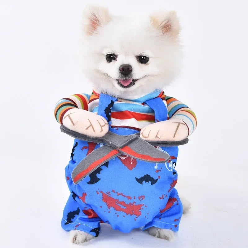 Funny Halloween Dog Costume for Small Medium Dogs Cats Adjustable Puppy Cosplay Party French Bulldog Chihuahua Pet Clothing