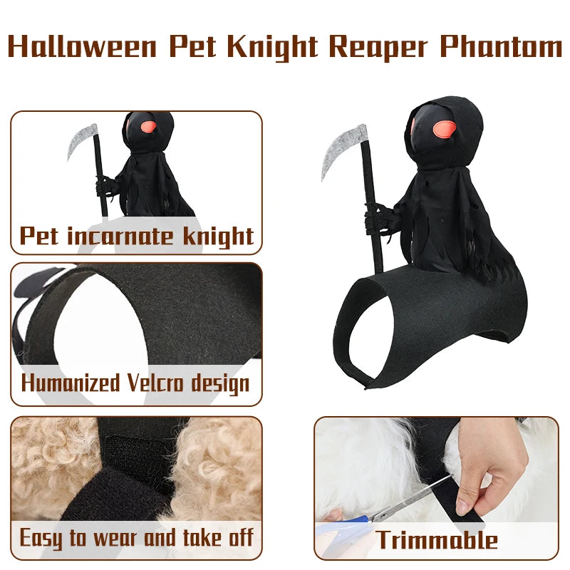 Halloween Pet Costume Dark Harvest Knight Transformation Costume Halloween Funny Pet Costume Dogs Cats Cute Cosplay Costume