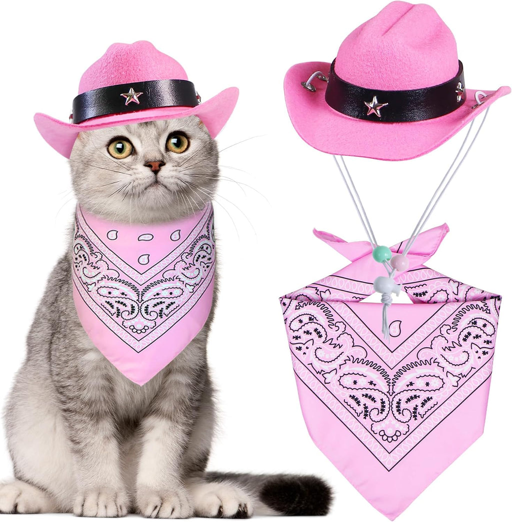 Pet Cowboy Costume Halloween Costumes for Dogs Cat Cowboy Hat with Bandana Scarf- Black, Small