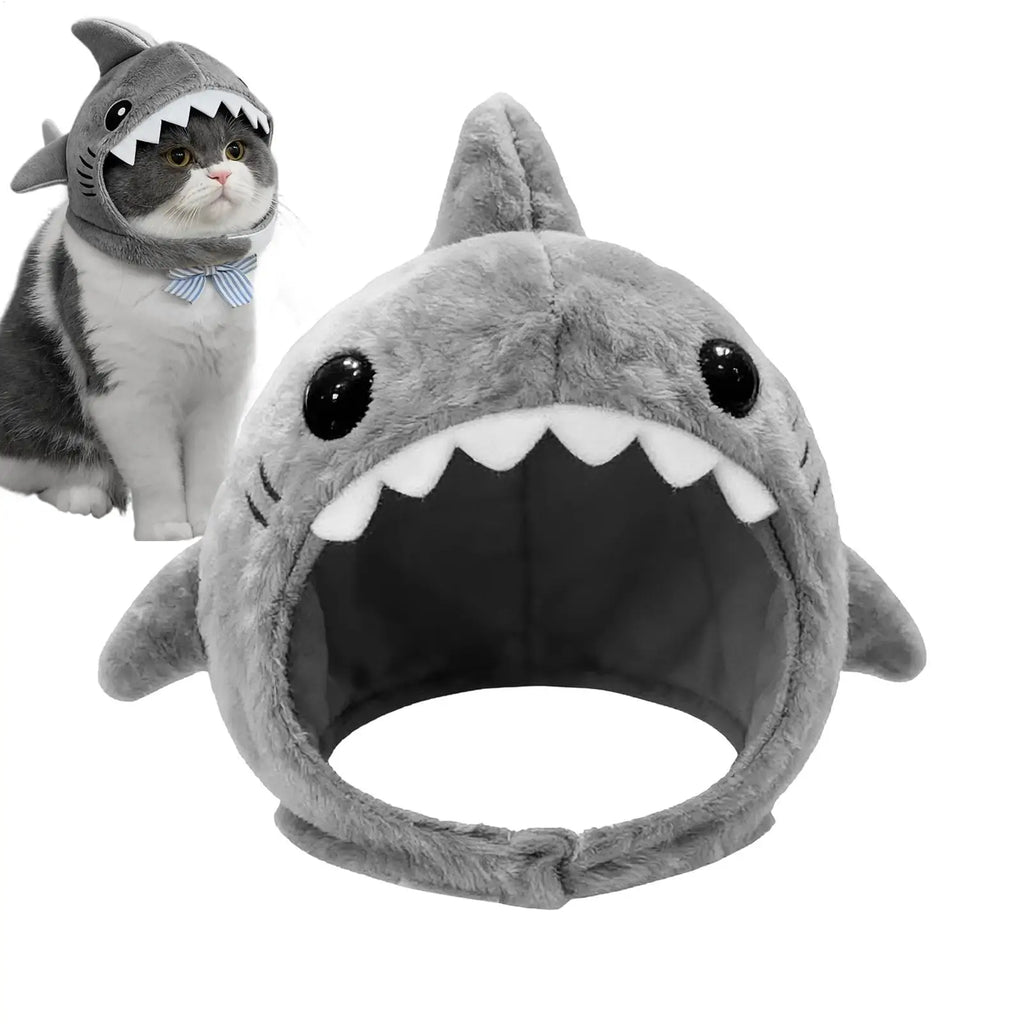 Shark Plush Pet Hat Costume Cute Animal Headwear for Kittens Dogs Adjustable Festival Party Cosplay Dress up Accessories