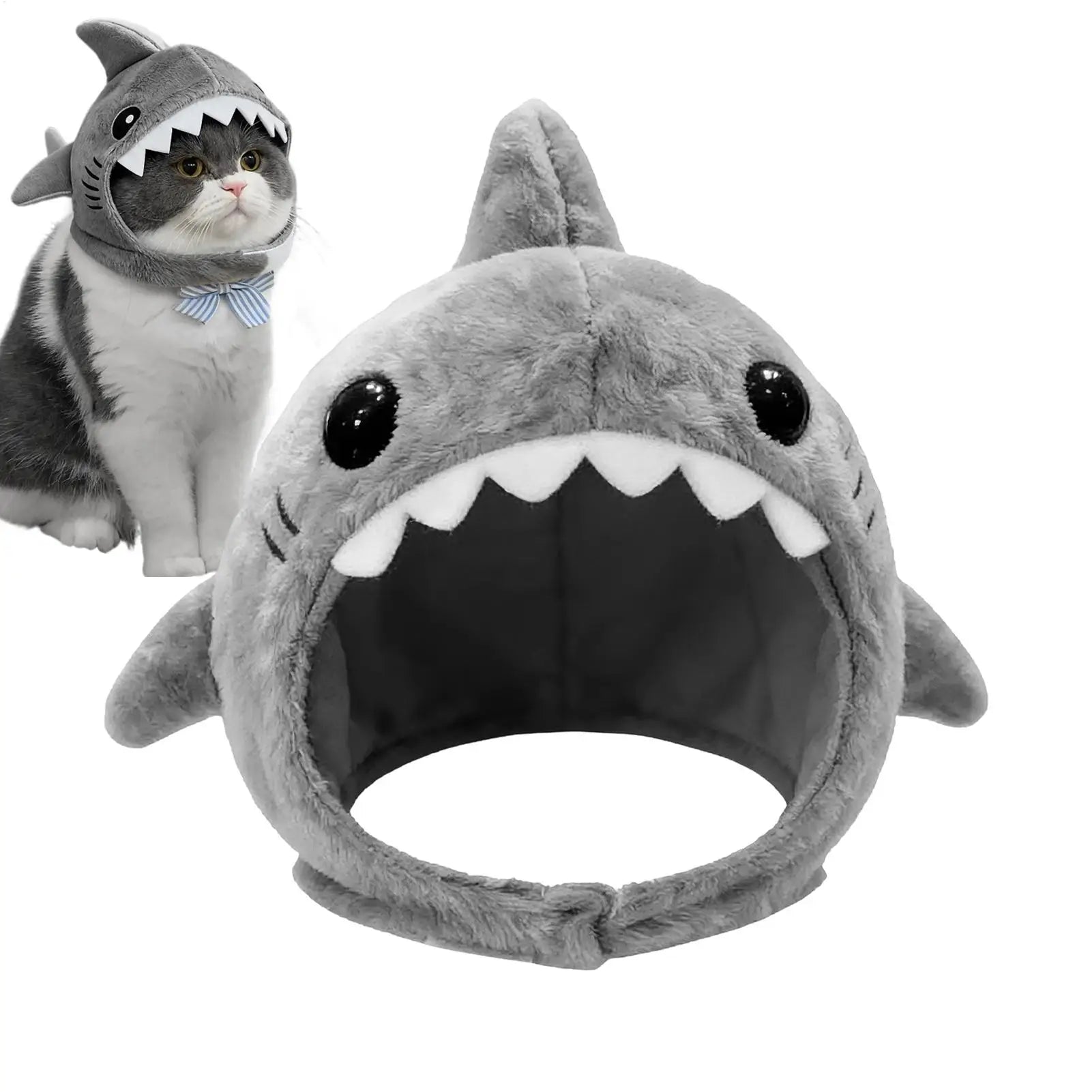 Shark Plush Pet Hat Costume Cute Animal Headwear for Kittens Dogs Adjustable Festival Party Cosplay Dress up Accessories
