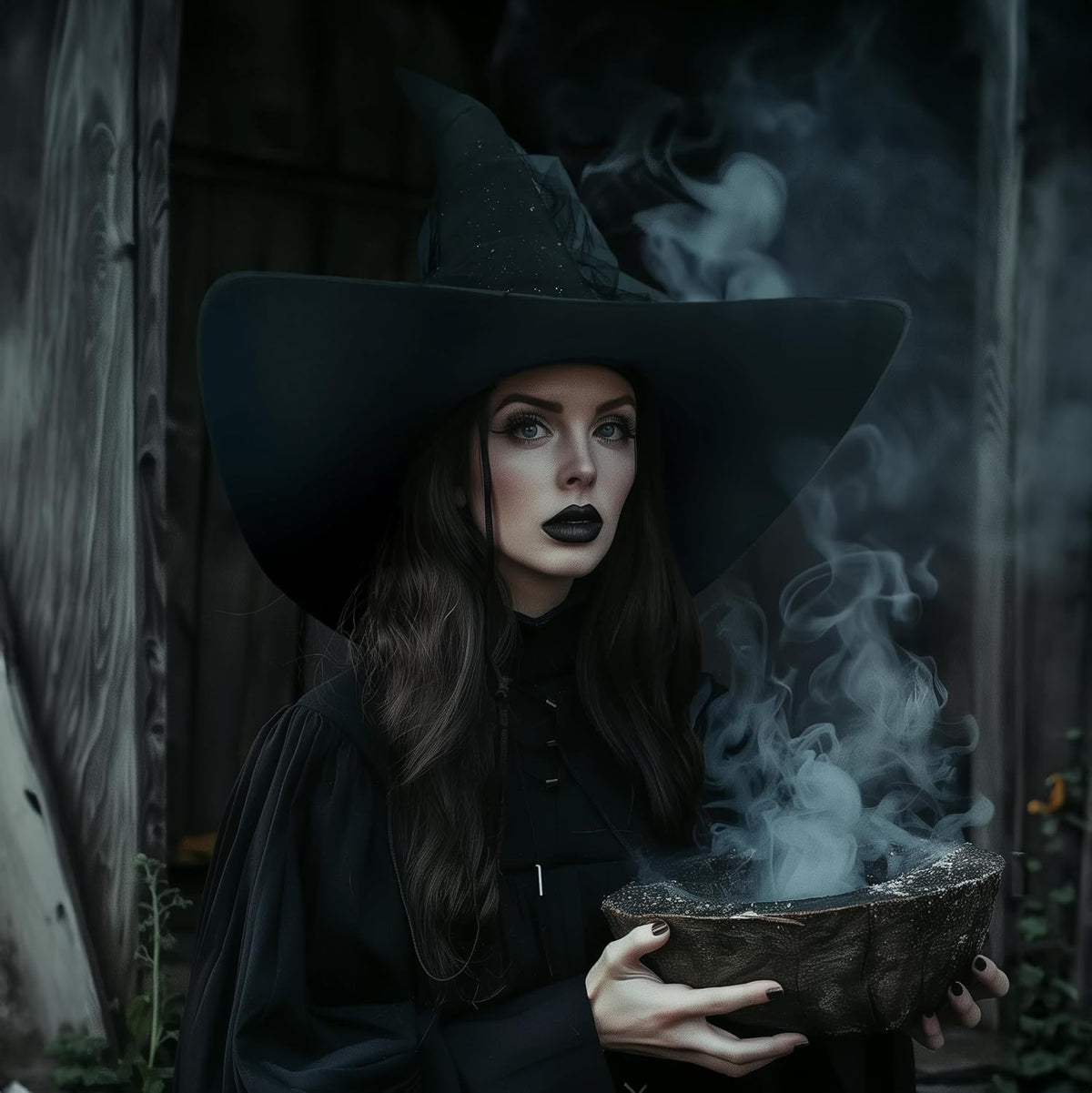 DIY Women'S Black Witch Hat – Wide Brim Gothic Halloween Costume Accessory for Masquerade Cosplay Party