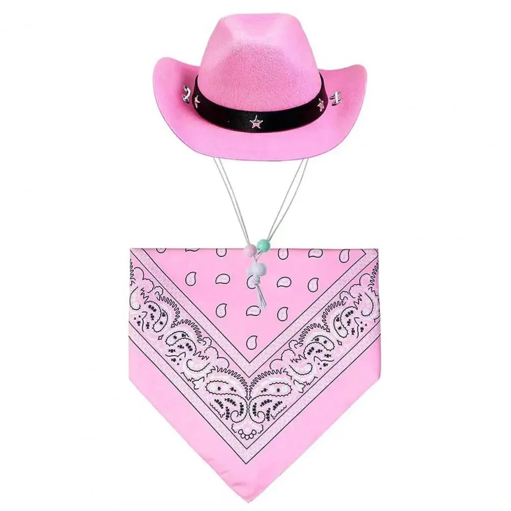 Pet Cowboy Costume Hat and Bandana Funny Dog Cat West Cowboy Hats Glasses Pet Halloween Birthday Party Cosplay Pet Accessories