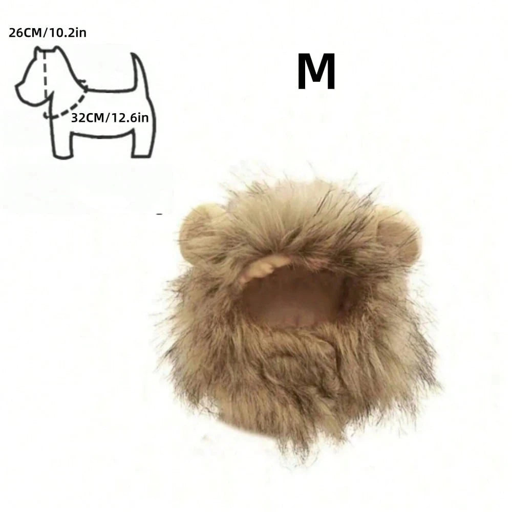 1Pc Cute Funny Pet Clothes Cap Cute Cat Wig Lion Mane Costume Cosplay Kitten Dog Hat with Ears,Suitable for Fancy Party Supplies