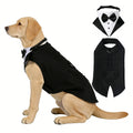 Formal Dog Tuxedo Suit and Colar Bandana Set, Wedding Party Costume Doggy Prince Bowtie Shirt, Suitable for Engagement We