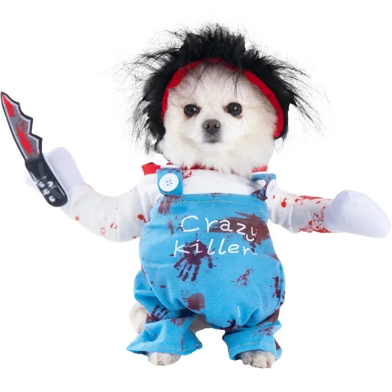 Funny Halloween Dog Costume for Small Medium Dogs Cats Adjustable Puppy Cosplay Party French Bulldog Chihuahua Pet Clothing