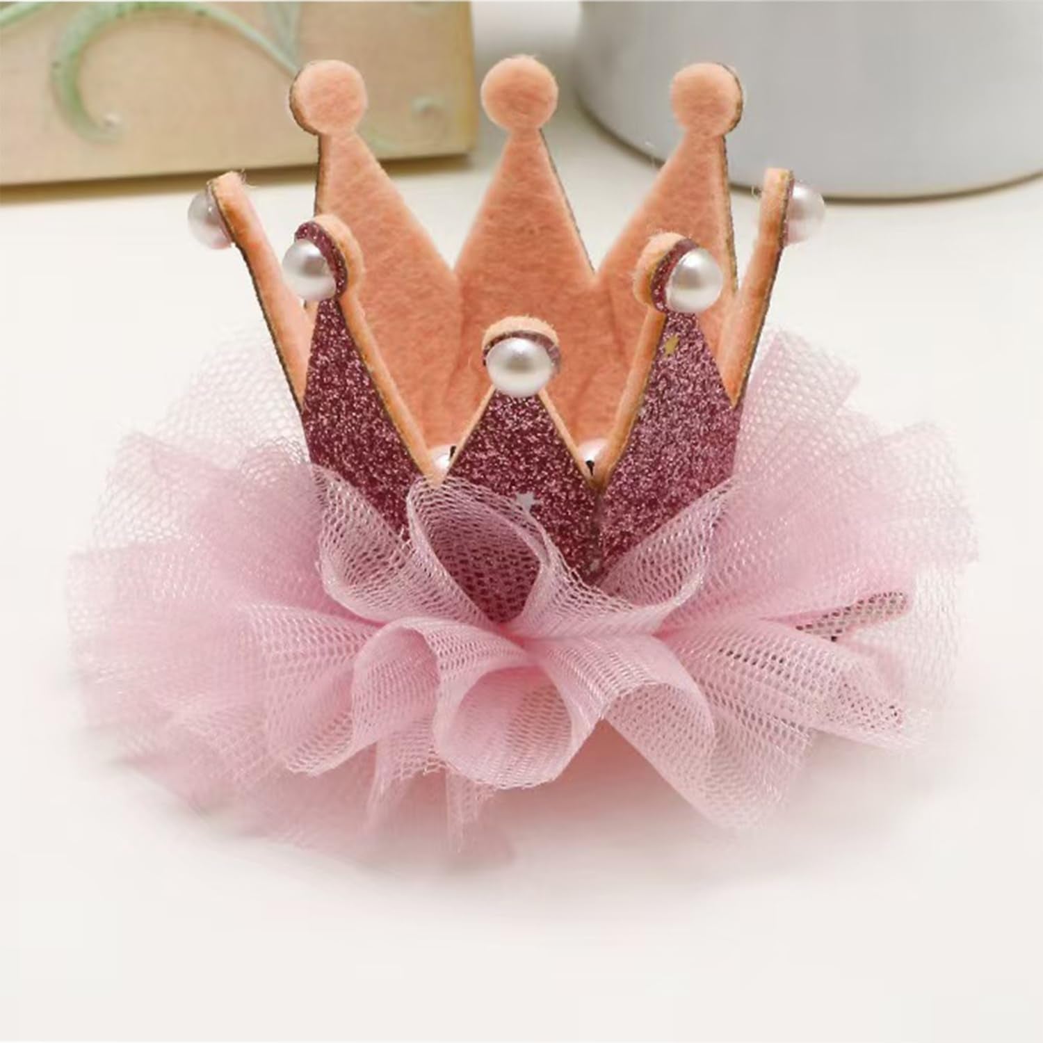 Cat Princess Costumes Cat Crown Hat & Lace Bandana Scarf Set, Puppy Party Hat for Small Dogs & Cats, Lace Outfit for Cats and Small Dogs Birthday Party (Pink)