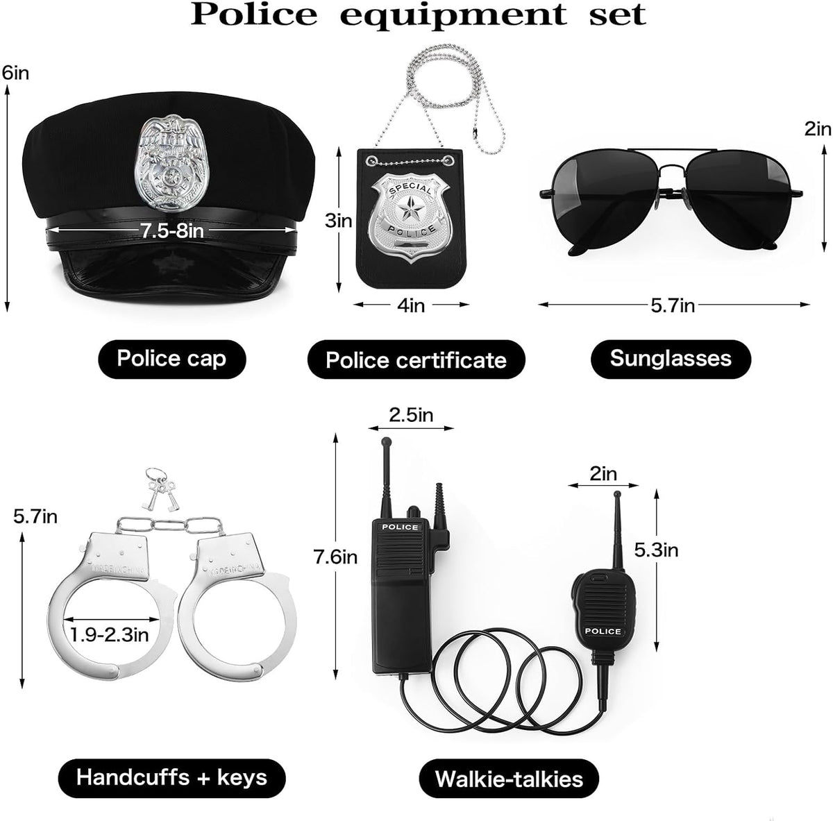 Police Costume Accessories Adjustable Cop Hat for Adult Kids Police Officer Theater Dress up Theme Party Halloween Costume Accessories