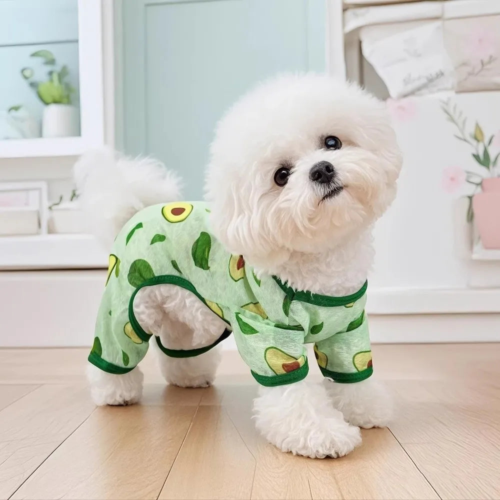 Cartoon Print Cat Cooling Jumpsuit Ultra-Thin Breathable Mesh Dog Sunscreen Clothes Sun Protection Summer Cat Clothes