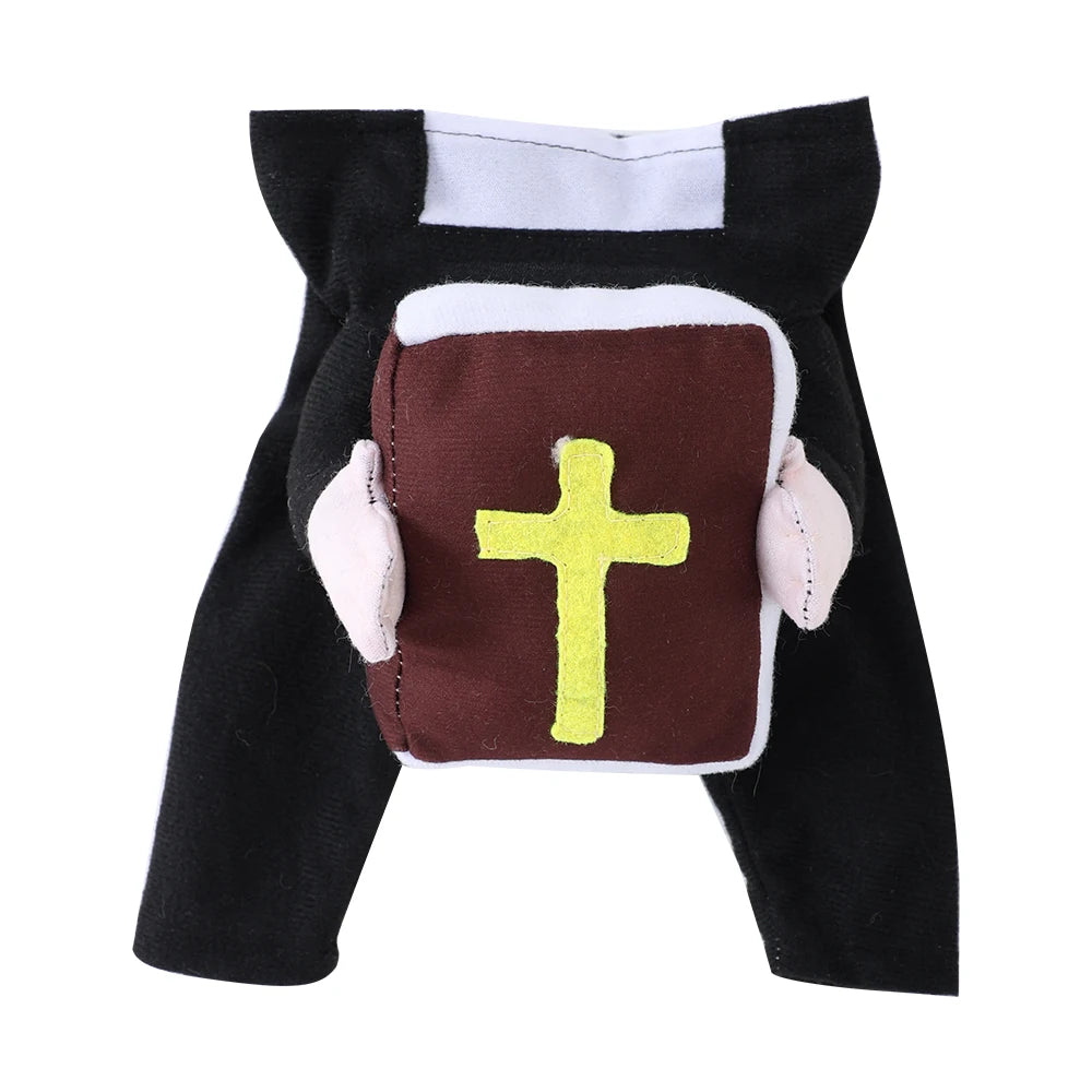 Funny Cats Clothes Halloween Costume for Small Big Dogs Cat Breathable Cross Bible Print Kitten Priest Cosplay Set Party Gifts