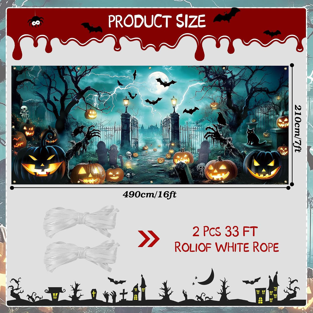 7X16 Ft Halloween Garage Door Cover Decorations Banner (Castles)