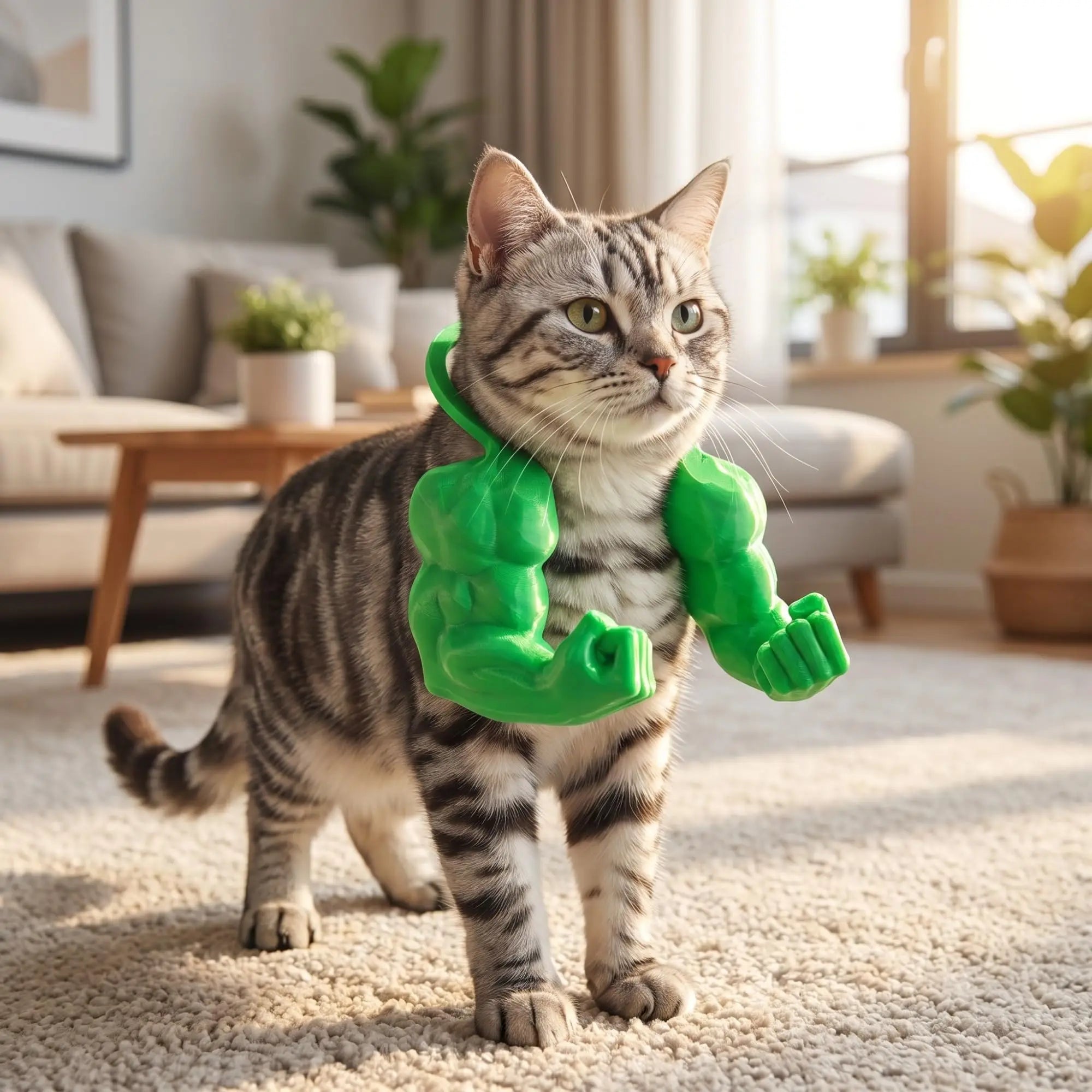 3D Printed Buff Muscle Arms Pet Costume, Funny Hulk Cosplay Accessory for Cats and Small Dogs, Hilarious Halloween Party Photo P