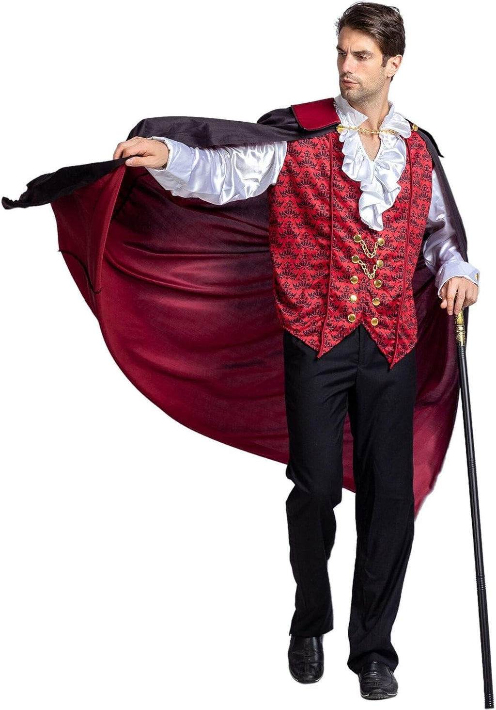Halloween Men Vampire Costume,Halloween Men'S Vampire Cape, Dracula Costume Men