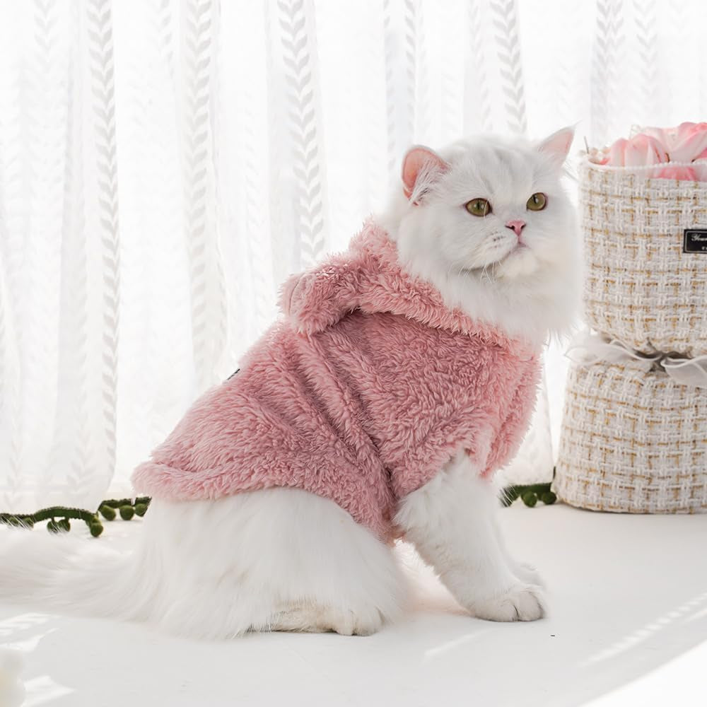 Cat Bunny Ears Costume Cute Dog Kitten Hoodies Sweater Rabbit Ears Puppy Pet Apparel (Small,Pink)