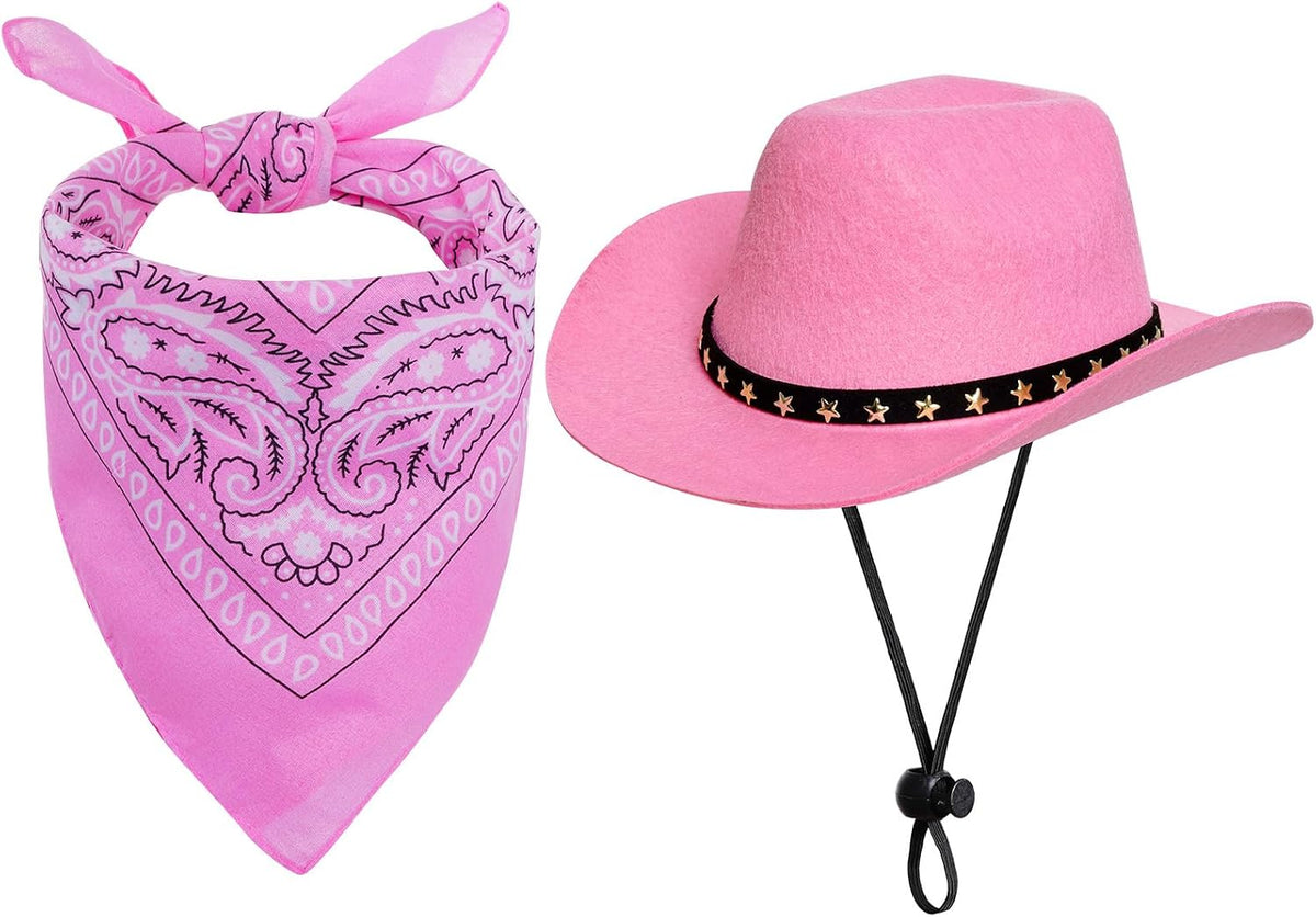 Pet Cowboy Costume Halloween Costumes for Dogs Cat Cowboy Hat with Bandana Scarf- Black, Small