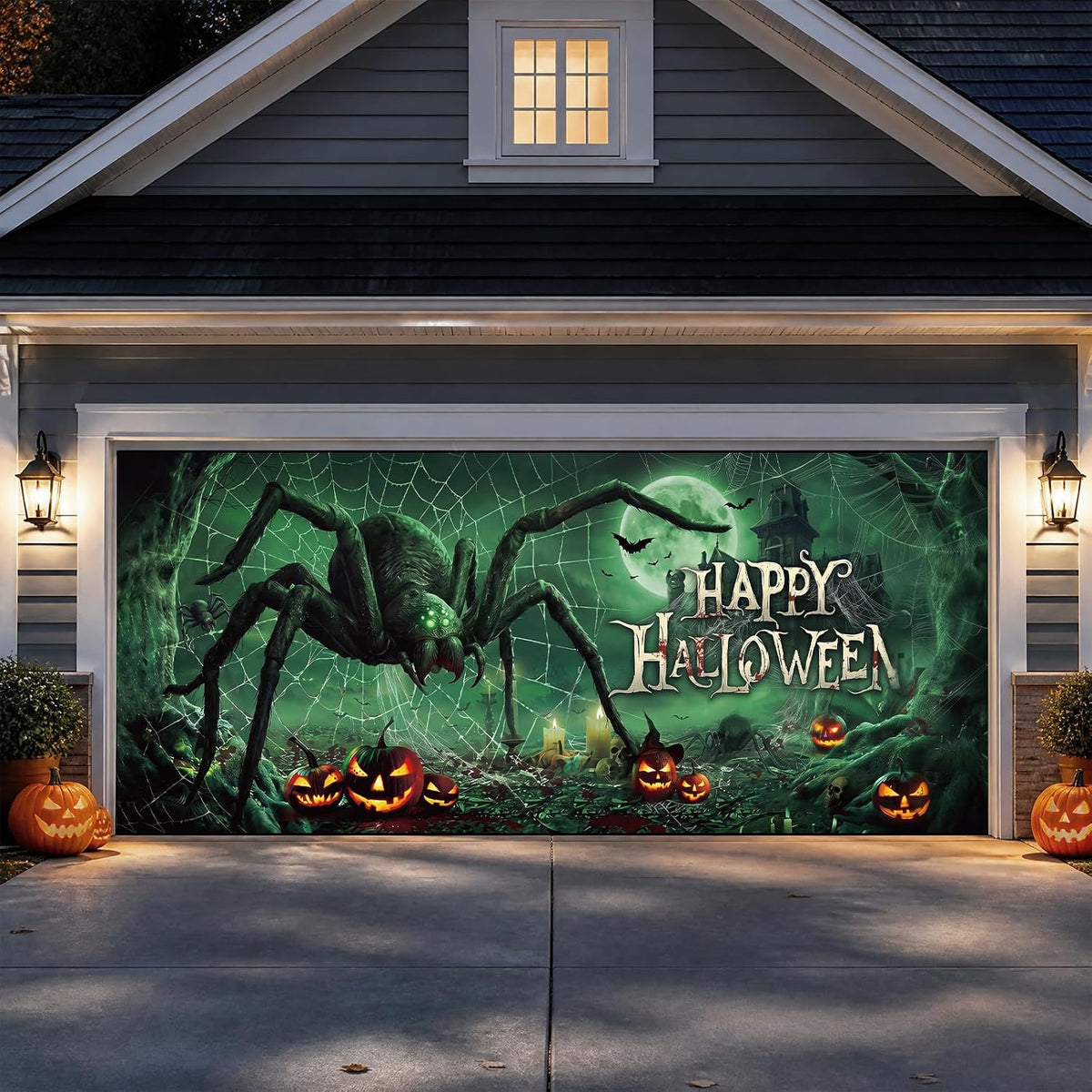 Halloween Garage Door Cover - Large Scary Ghost Girl Backdrop