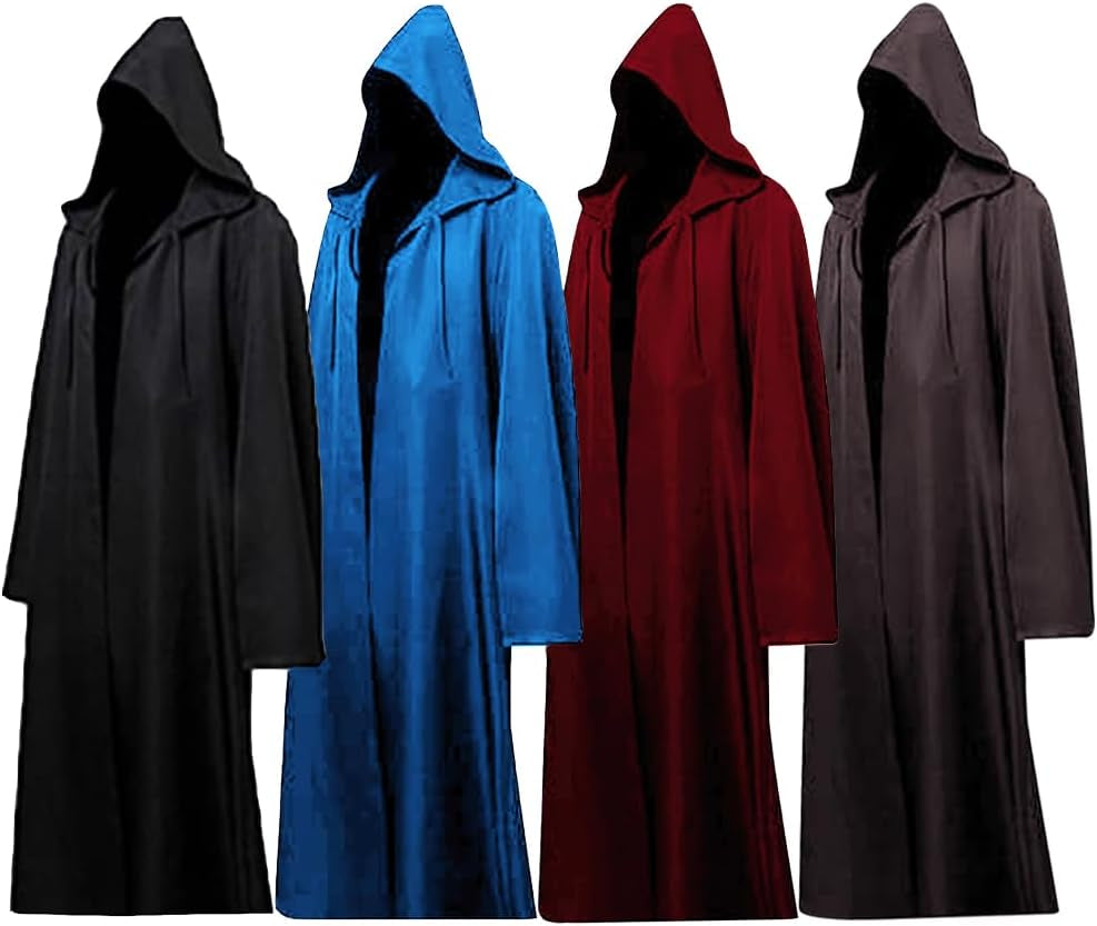 Tunic Hooded Robe Adult Wizard Robes Monk Priest Cloak Halloween Cosplay | Men Women Unisex Knight Hood Cape Renaissance Costumes