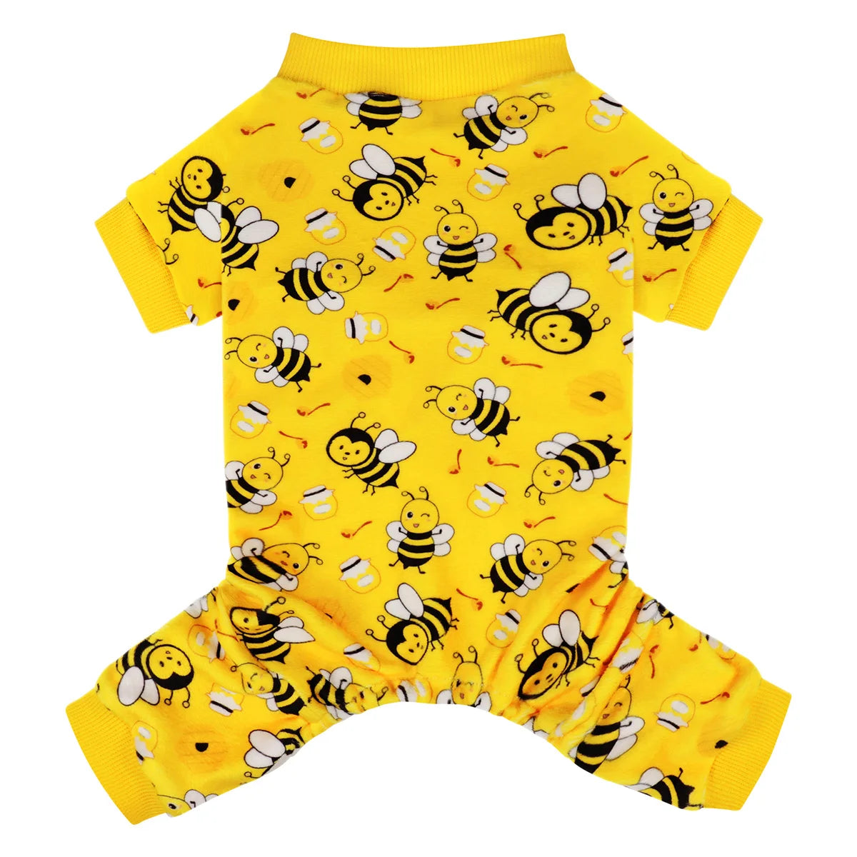 "Funny Bee Dog Pajamas - Soft Stretchy Onesie for Chihuahua Yorkie, Cozy Winter Pjs with Feet, Perfect for Small Dogs