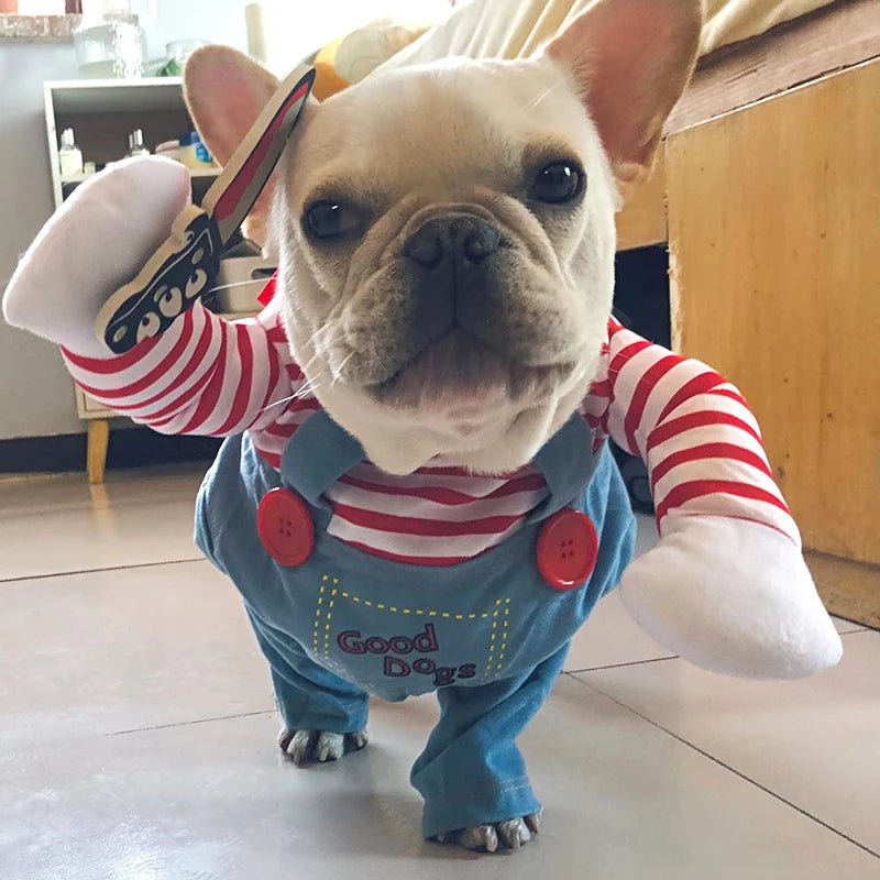 Funny Halloween Dog Costume for Small Medium Dogs Cats Adjustable Puppy Cosplay Party French Bulldog Chihuahua Pet Clothing