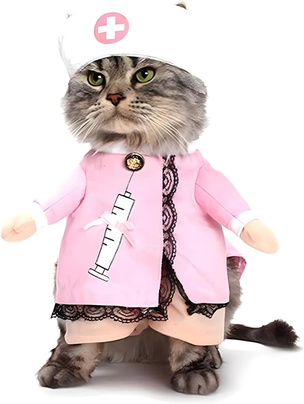 Dog Cat Nurse Costume Pet Nurse Clothing Halloween Jeans Outfit Apparel (S)
