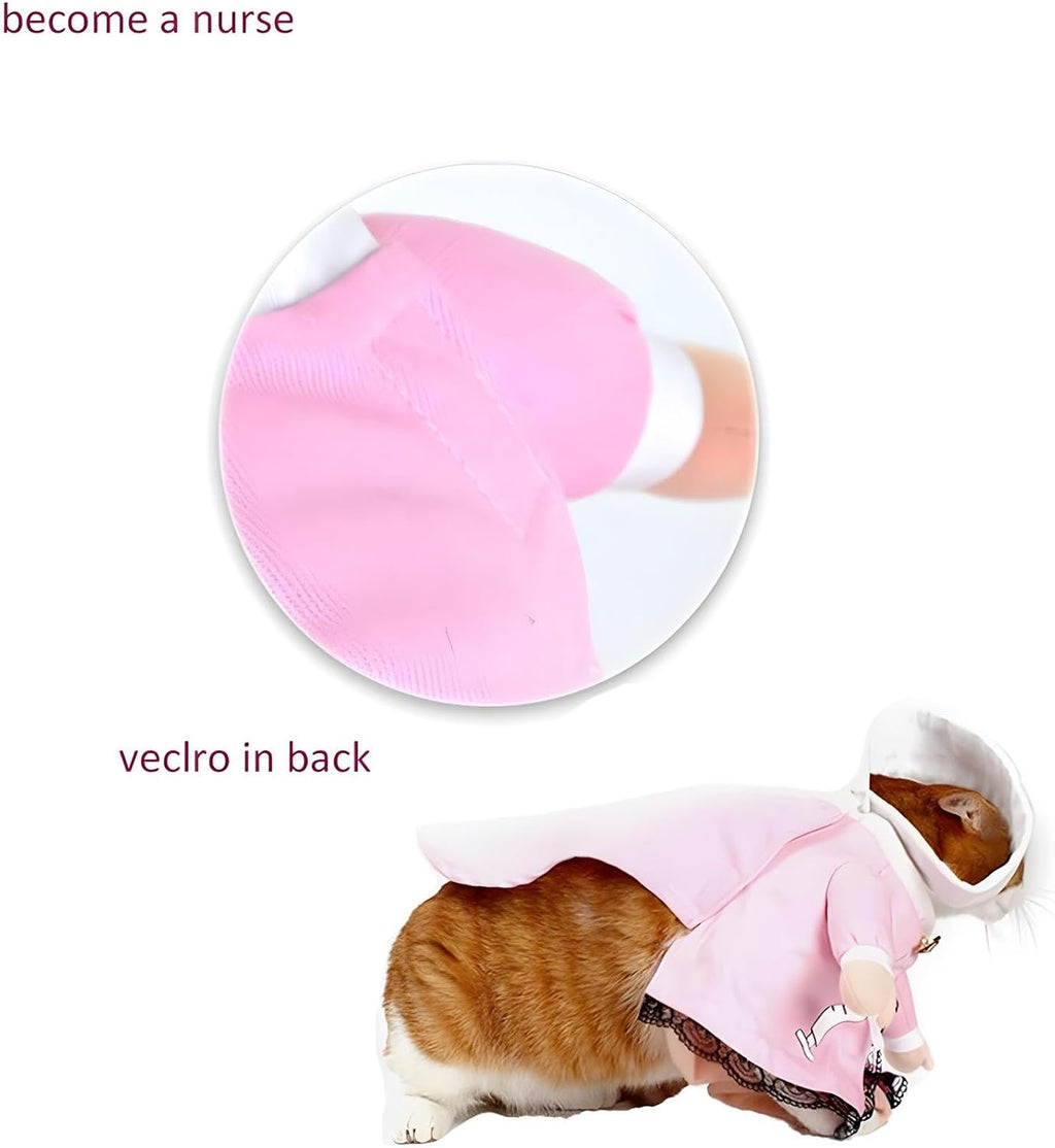 Dog Cat Nurse Costume Pet Nurse Clothing Halloween Jeans Outfit Apparel (S)