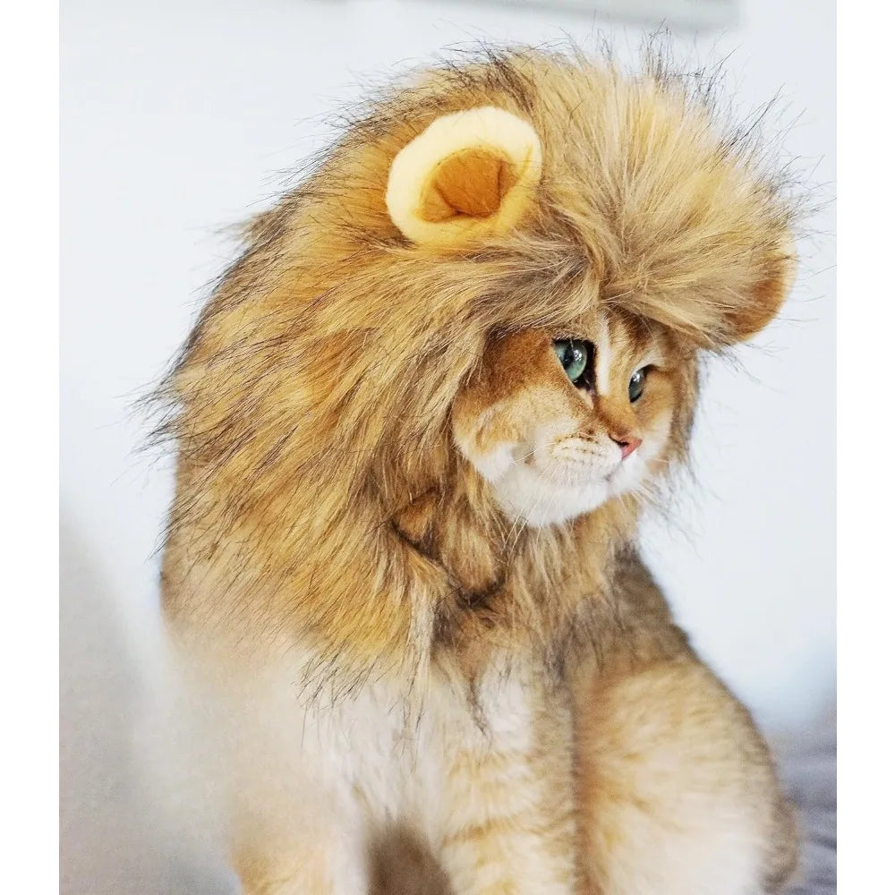 Lion Mane Wig for Dog Cat Costume Pet Washable Comfortable Fancy Lion Hair Cat Clothes Dress for Halloween Easter Festival Party
