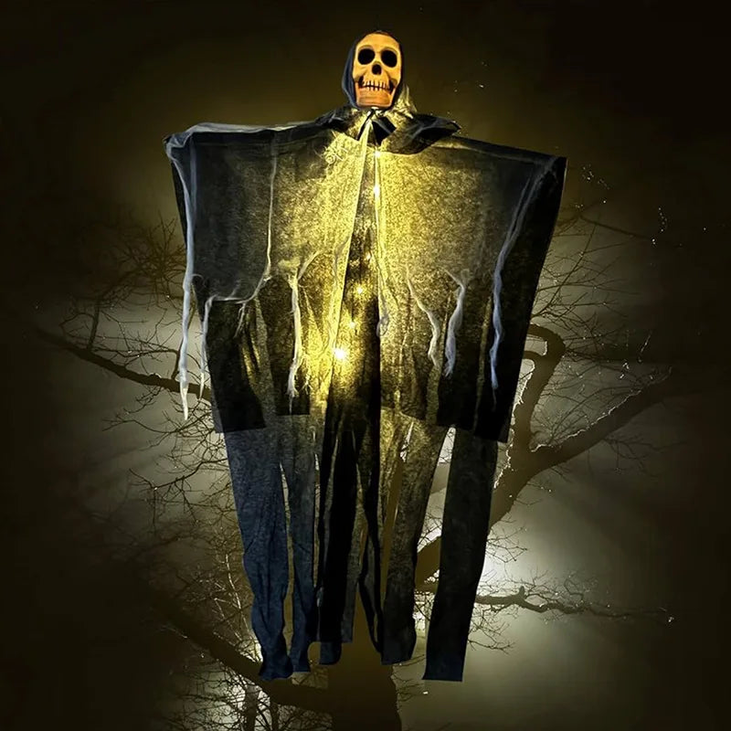 1Pcs Halloween Glowing Skull Skeleton Gauze Hanging Ghost Home Outdoor Garden Decoration Halloween Party Horror Ghost Props 2025