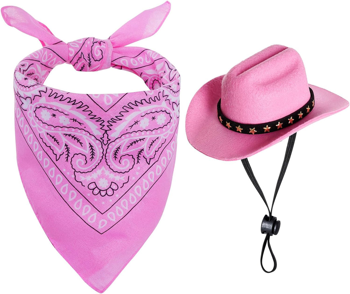 Pet Cowboy Costume Halloween Costumes for Dogs Cat Cowboy Hat with Bandana Scarf- Black, Small