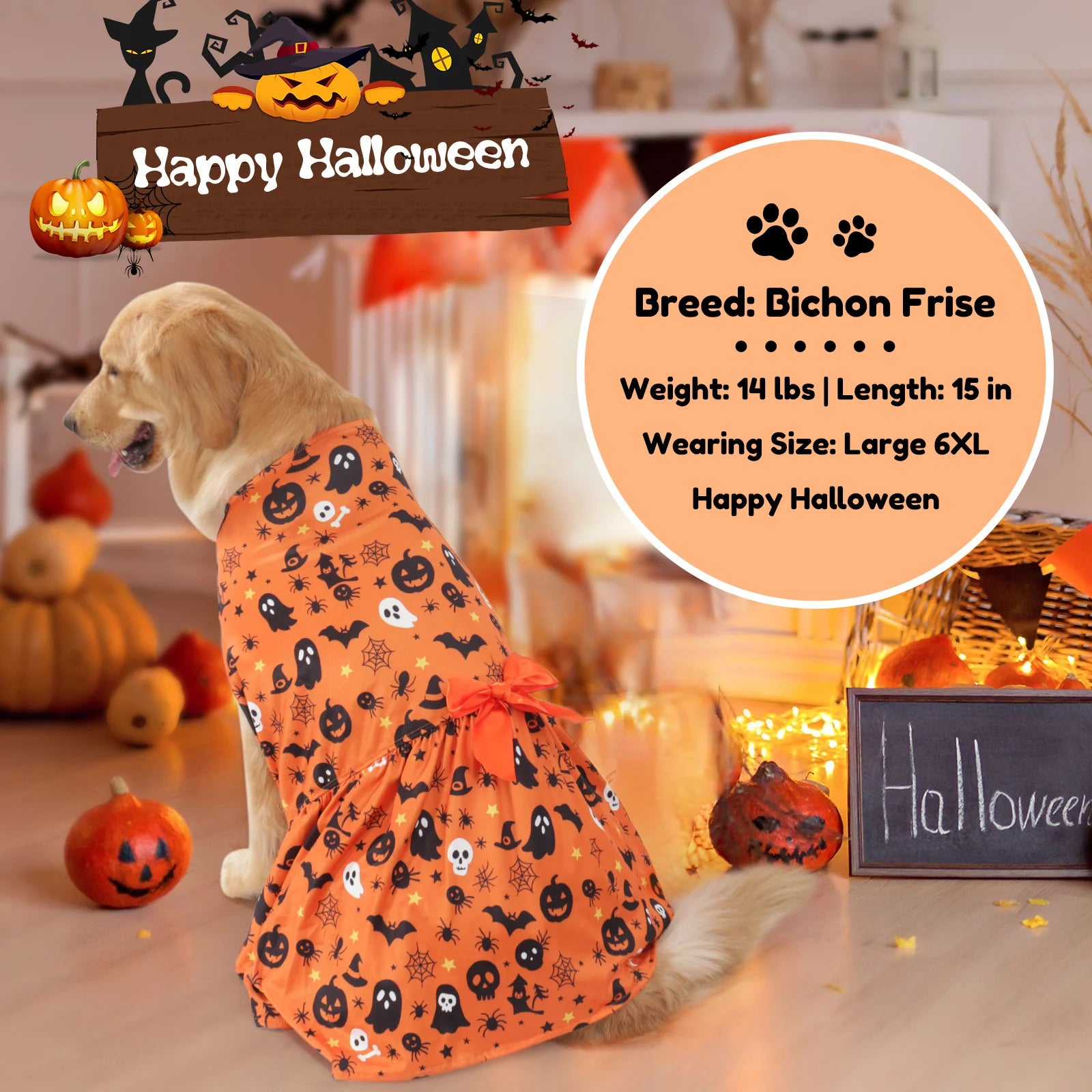 Middle Large Dog Cat Pet Halloween Dog Cat Pet Dress for Large Dogs Cute Pet Costume for Cats and Dogs Festive Outfit Dress