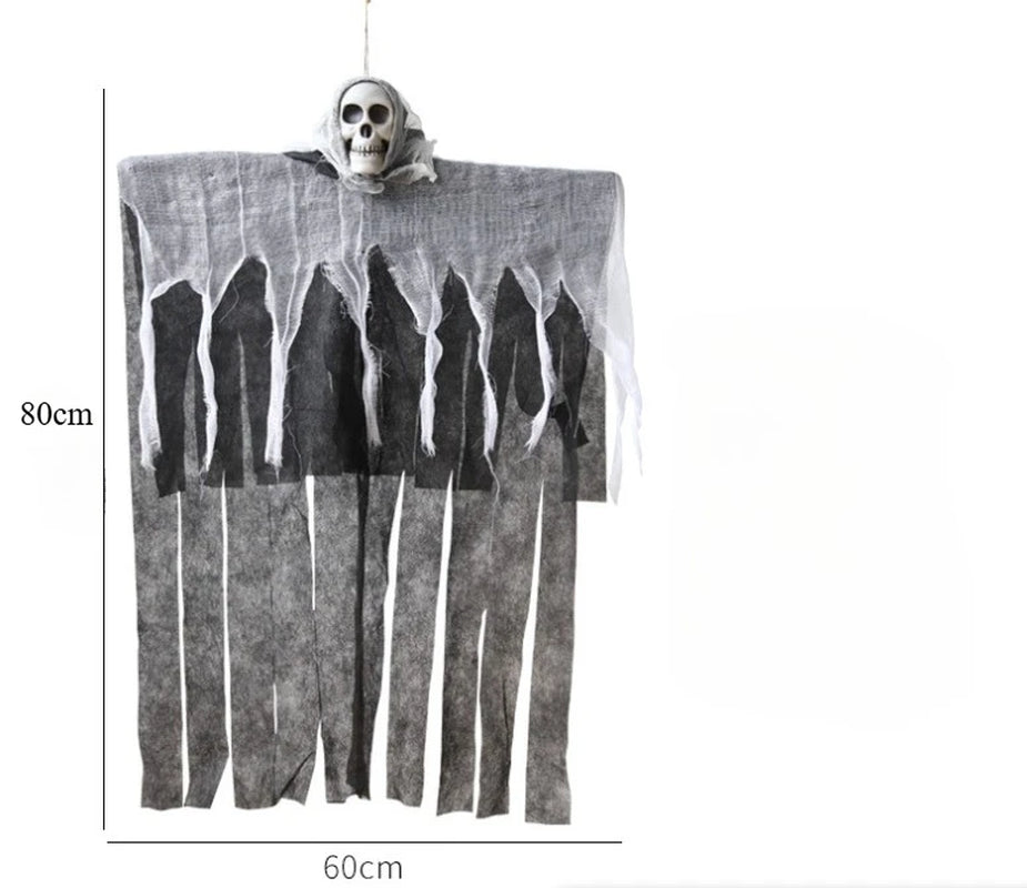1Pcs Halloween Glowing Skull Skeleton Gauze Hanging Ghost Home Outdoor Garden Decoration Halloween Party Horror Ghost Props 2025