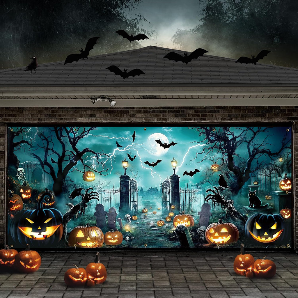 7X16 Ft Halloween Garage Door Cover Decorations Banner (Castles)