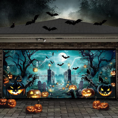 7X16 Ft Halloween Garage Door Cover Decorations Banner (Castles)