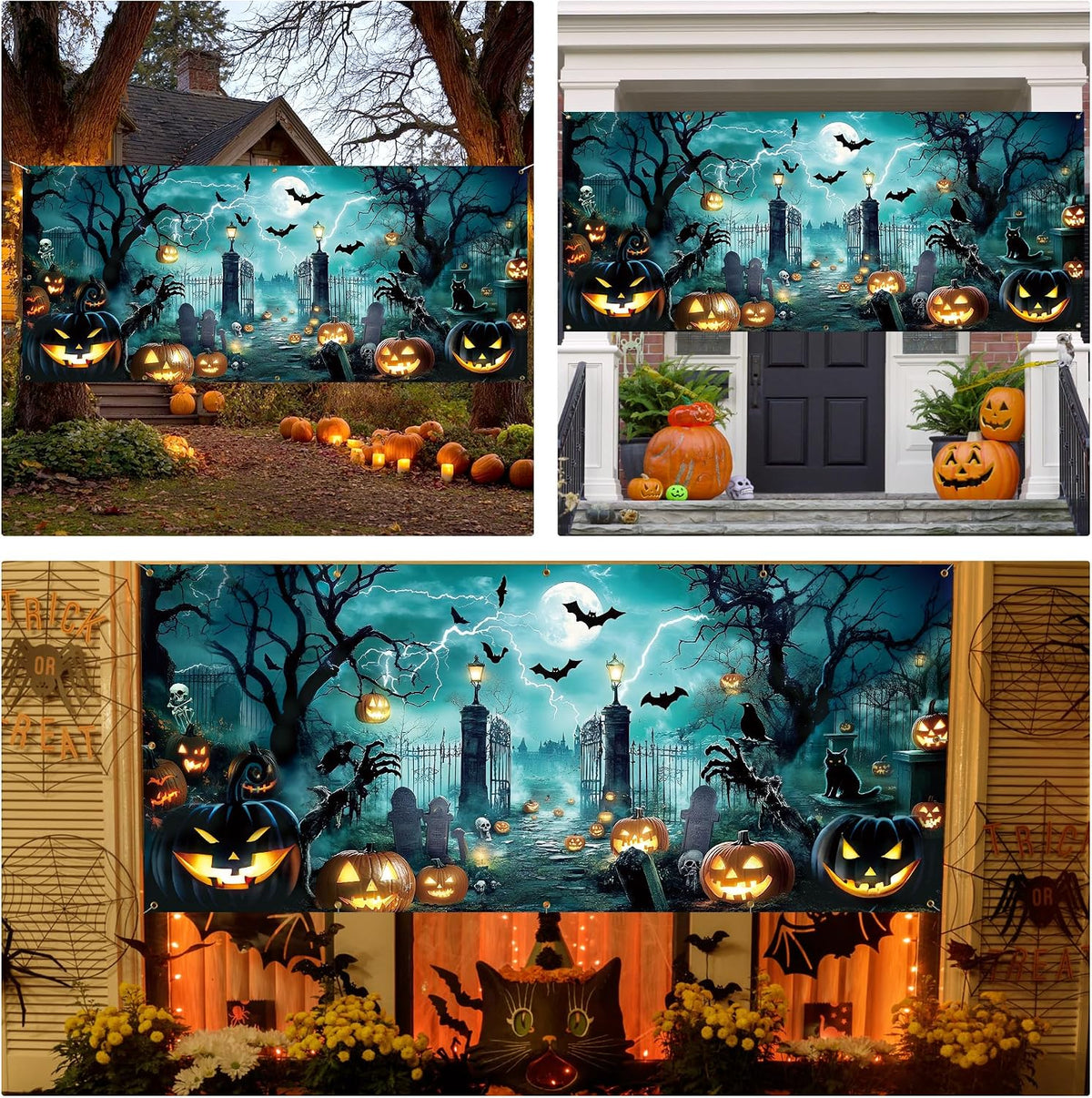 7X16 Ft Halloween Garage Door Cover Decorations Banner (Castles)
